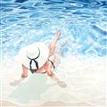 Picture of Wading at the Beach _GroupedProduct_Square_Unframed_Print_Only_