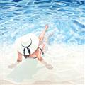 Picture of Wading at the Beach _GroupedProduct_Square_Unframed_Print_Only_