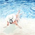 Picture of Wading at the Beach _GroupedProduct_Square_Unframed_Print_Only_