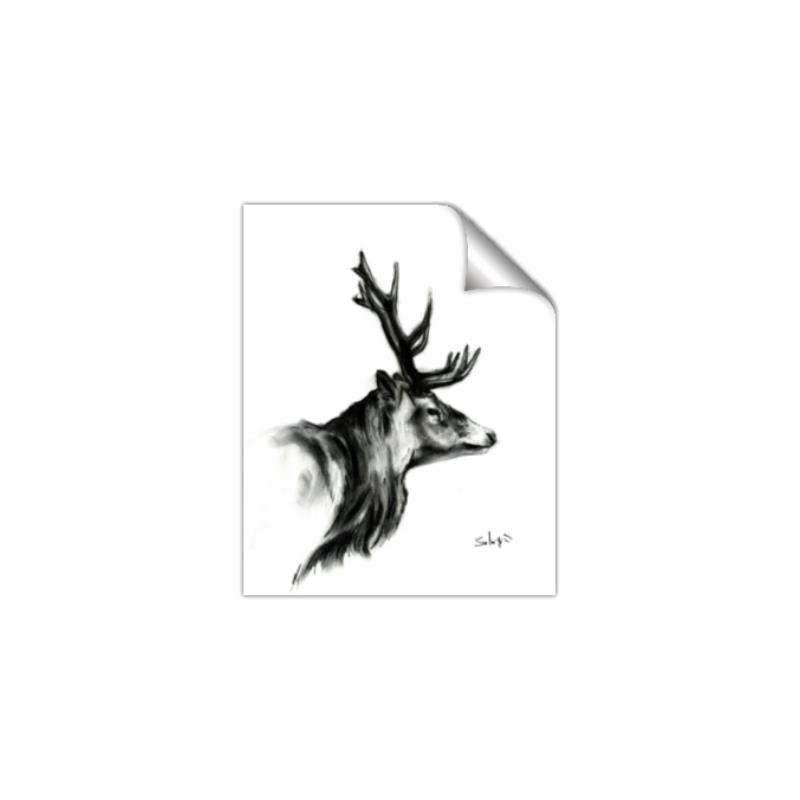 Picture of Sketched Deer side  _GroupedProduct_Rectangle_Portrait_Unframed_Print_Only_