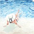 Picture of Wading at the Beach _GroupedProduct_Square_Unframed_Print_Only_