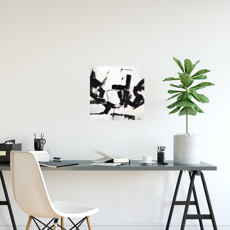 nextART. Black Abstract with Fine Line