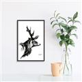 Picture of Sketched Deer side  _GroupedProduct_Rectangle_Portrait_Canvas_Framed_