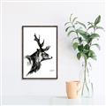 Picture of Sketched Deer side  _GroupedProduct_Rectangle_Portrait_Canvas_Framed_