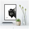 Picture of Sketched Bison _GroupedProduct_Rectangle_Portrait_Canvas_Framed_