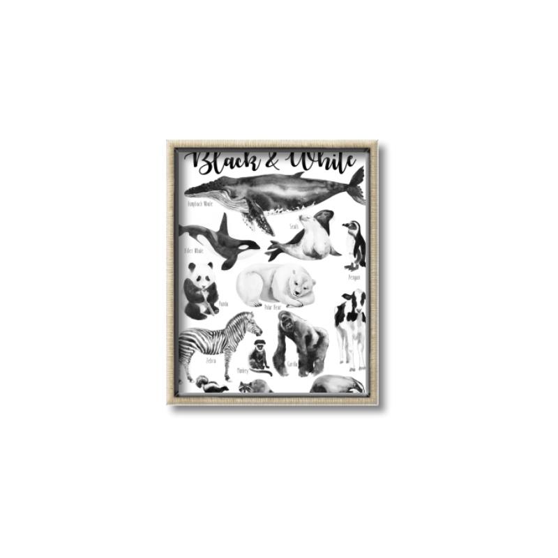 Picture of Black and white Animals _GroupedProduct_Rectangle_Portrait_Canvas_Framed_