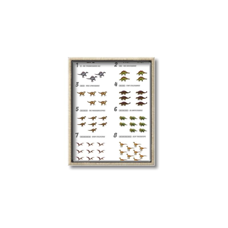 Picture of Dino Number Chart II  _GroupedProduct_Rectangle_Portrait_Canvas_Framed_