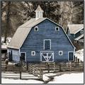 Picture of Blue Barn  _GroupedProduct_Square_Photography _GroupedProduct_Square_Canvas_Framed_