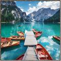 Picture of Boats on Lake _GroupedProduct_Square_Photography _GroupedProduct_Square_Canvas_Framed_