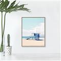 Picture of Blue Beach Day  _GroupedProduct_Rectangle_Portrait_Photography _GroupedProduct_Rectangle_Portrait_Canvas_Framed_