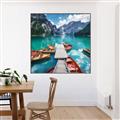 Picture of Boats on Lake _GroupedProduct_Square_Photography _GroupedProduct_Square_Canvas_Framed_
