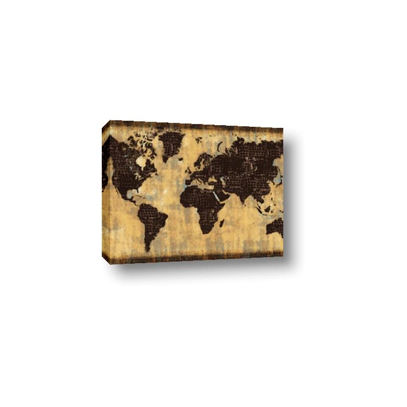 Picture of Brick Wall World Map _GroupedProduct_Rectangle_Landscape_Canvas_