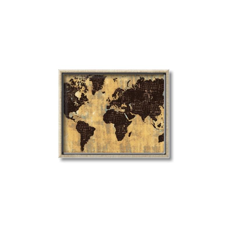 Picture of Brick Wall World Map _GroupedProduct_Rectangle_Landscape_Canvas_Framed_