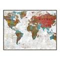 Picture of Newspaper World map  _GroupedProduct_Rectangle_Landscape_Canvas_Framed_