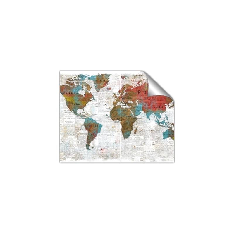 Picture of Newspaper World map  _GroupedProduct_Rectangle_Landscape_Unframed_Print_Only_
