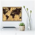 Picture of Brick Wall World Map _GroupedProduct_Rectangle_Landscape_Canvas_Framed_