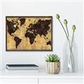 Picture of Brick Wall World Map _GroupedProduct_Rectangle_Landscape_Canvas_Framed_