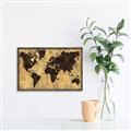 Picture of Brick Wall World Map _GroupedProduct_Rectangle_Landscape_Canvas_Framed_
