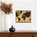Picture of Brick Wall World Map _GroupedProduct_Rectangle_Landscape_Canvas_Framed_