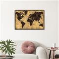 Picture of Brick Wall World Map _GroupedProduct_Rectangle_Landscape_Canvas_Framed_