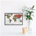 Picture of Newspaper World map  _GroupedProduct_Rectangle_Landscape_Canvas_Framed_