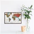 Picture of Newspaper World map  _GroupedProduct_Rectangle_Landscape_Canvas_Framed_