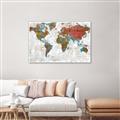 Picture of Newspaper World map  _GroupedProduct_Rectangle_Landscape_Canvas_Framed_