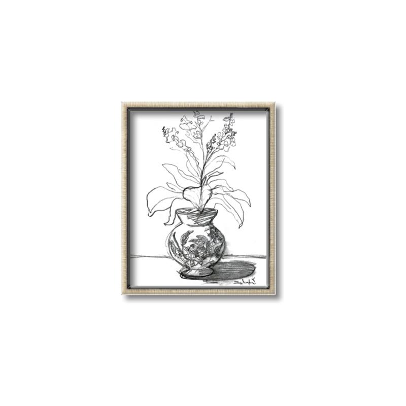 Picture of Hand Drawn Vase _GroupedProduct_Rectangle_Portrait_Canvas_Framed_