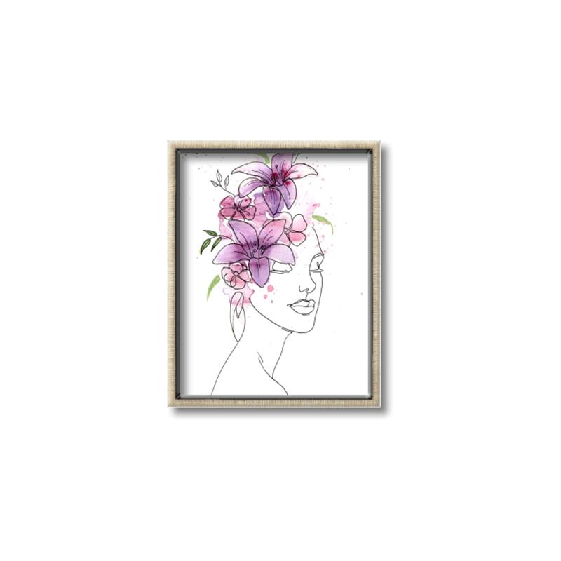 Picture of Purple and Pink Floral Figurative _GroupedProduct_Rectangle_Portrait_Canvas_Framed_