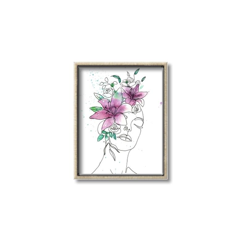 Picture of Purple and Green Flroal Figurative _GroupedProduct_Rectangle_Portrait_Canvas_Framed_