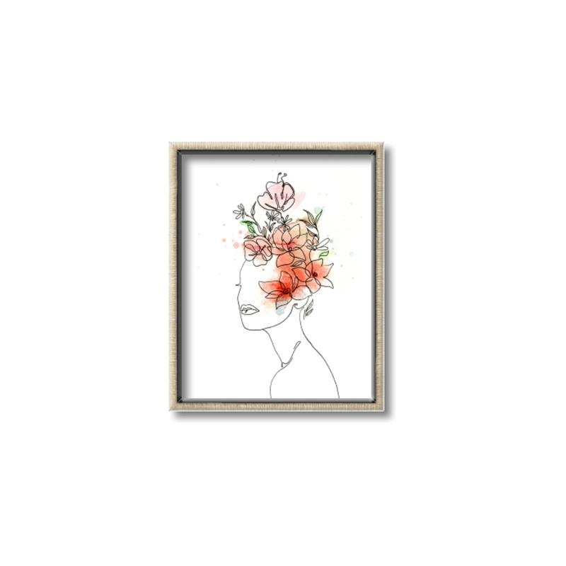 Picture of Orange Floral Figurative _GroupedProduct_Rectangle_Portrait_Canvas_Framed_