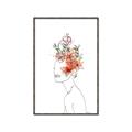 Picture of Orange Floral Figurative _GroupedProduct_Rectangle_Portrait_Canvas_Framed_
