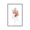 Picture of Orange Floral Figurative _GroupedProduct_Rectangle_Portrait_Canvas_Framed_