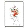 Picture of Orange Floral Figurative _GroupedProduct_Rectangle_Portrait_Canvas_Framed_