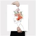 Picture of Orange Floral Figurative _GroupedProduct_Rectangle_Portrait_Canvas_