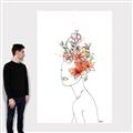 Picture of Orange Floral Figurative _GroupedProduct_Rectangle_Portrait_Canvas_