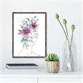 Picture of Purple and Green Flroal Figurative _GroupedProduct_Rectangle_Portrait_Canvas_Framed_