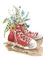 Picture of Red Shoe Garden  _GroupedProduct_Rectangle_Portrait_Unframed_Print_Only_