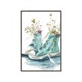 Picture of Teal Shoe Garden  _GroupedProduct_Rectangle_Portrait_Canvas_Framed_