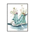 Picture of Teal Shoe Garden  _GroupedProduct_Rectangle_Portrait_Canvas_Framed_