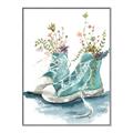 Picture of Teal Shoe Garden  _GroupedProduct_Rectangle_Portrait_Canvas_Framed_