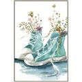 Picture of Teal Shoe Garden  _GroupedProduct_Rectangle_Portrait_Canvas_Framed_