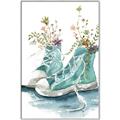 Picture of Teal Shoe Garden  _GroupedProduct_Rectangle_Portrait_Canvas_Framed_