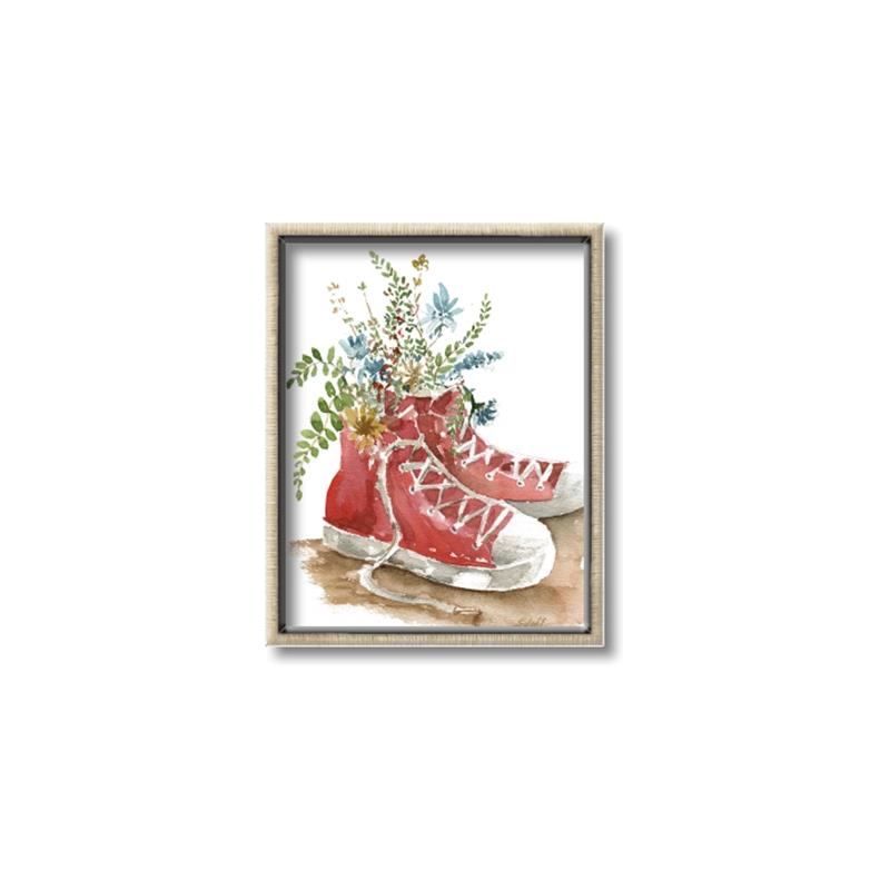 Picture of Red Shoe Garden  _GroupedProduct_Rectangle_Portrait_Canvas_Framed_