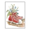 Picture of Red Shoe Garden  _GroupedProduct_Rectangle_Portrait_Canvas_Framed_