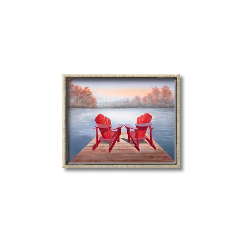 Picture of Red Muskoka Chairs _GroupedProduct_Rectangle_Landscape_Canvas_Framed_