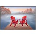 Picture of Red Muskoka Chairs _GroupedProduct_Rectangle_Landscape_Canvas_Framed_