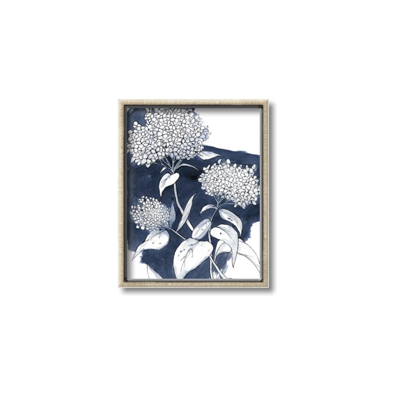 Picture of Hydrangea flower on blue bkg _GroupedProduct_Rectangle_Portrait_Canvas_Framed_