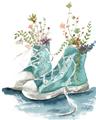 Picture of Teal Shoe Garden  _GroupedProduct_Rectangle_Portrait_Unframed_Print_Only_