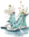 Picture of Teal Shoe Garden  _GroupedProduct_Rectangle_Portrait_Unframed_Print_Only_